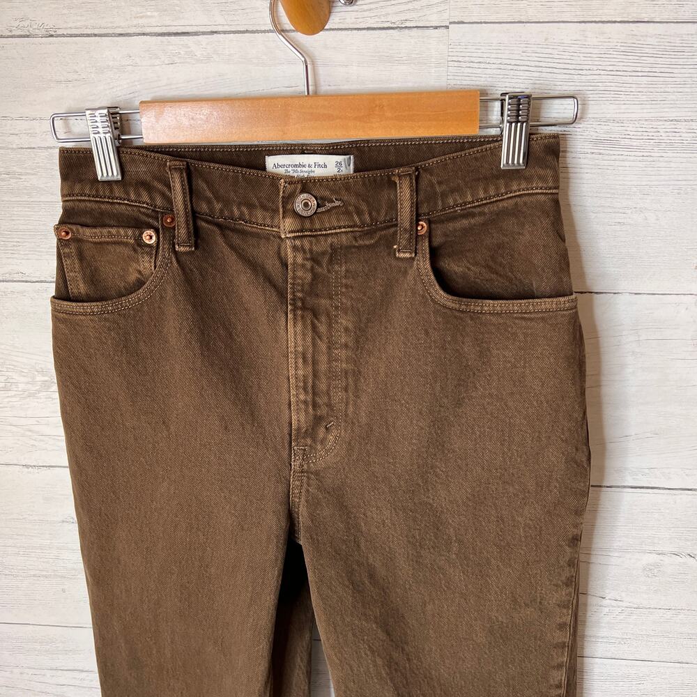 Abercrombie & Fitch Jeans Womens SZ 26/2R Brown The 90s Straight Ultra Rise - Picture 6 of 12